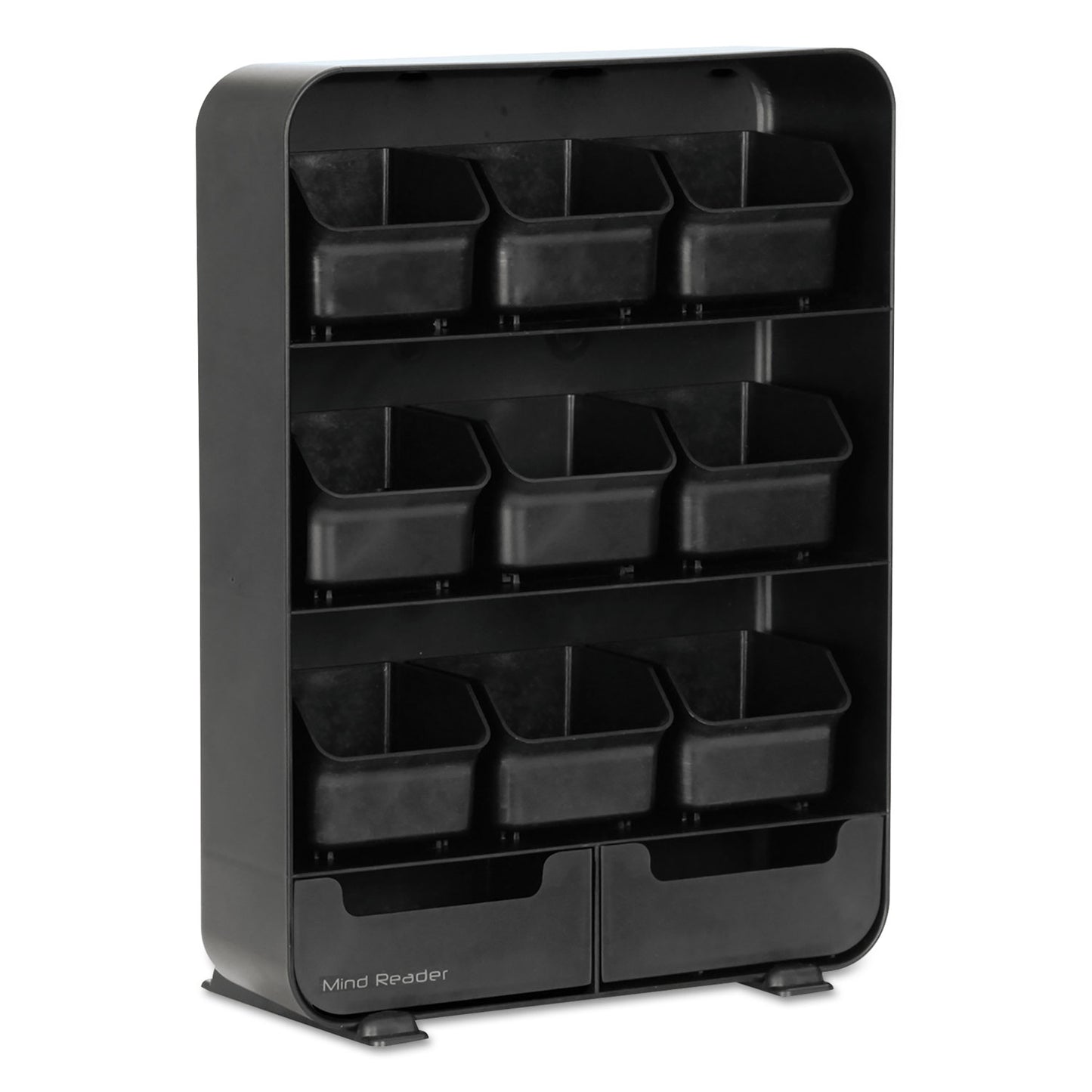 Mind Reader Baggy Nine-Drawer Tea Bag and Accessory Holder, 10.24 x 4.33 x 13.11, Black (TBORGBLK)