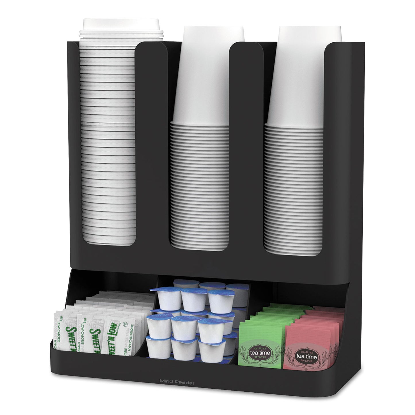 Mind Reader Flume Six-Section Upright Coffee Condiment/Cup Organizer, 11.5 x 6.5 x 15, Black (UPRIGHT6BLK)