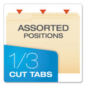 Pendaflex SmartShield Top Tab File Folders, 1/3-Cut Tabs: Assorted, Letter Size, Manila, 100/Box (62702)