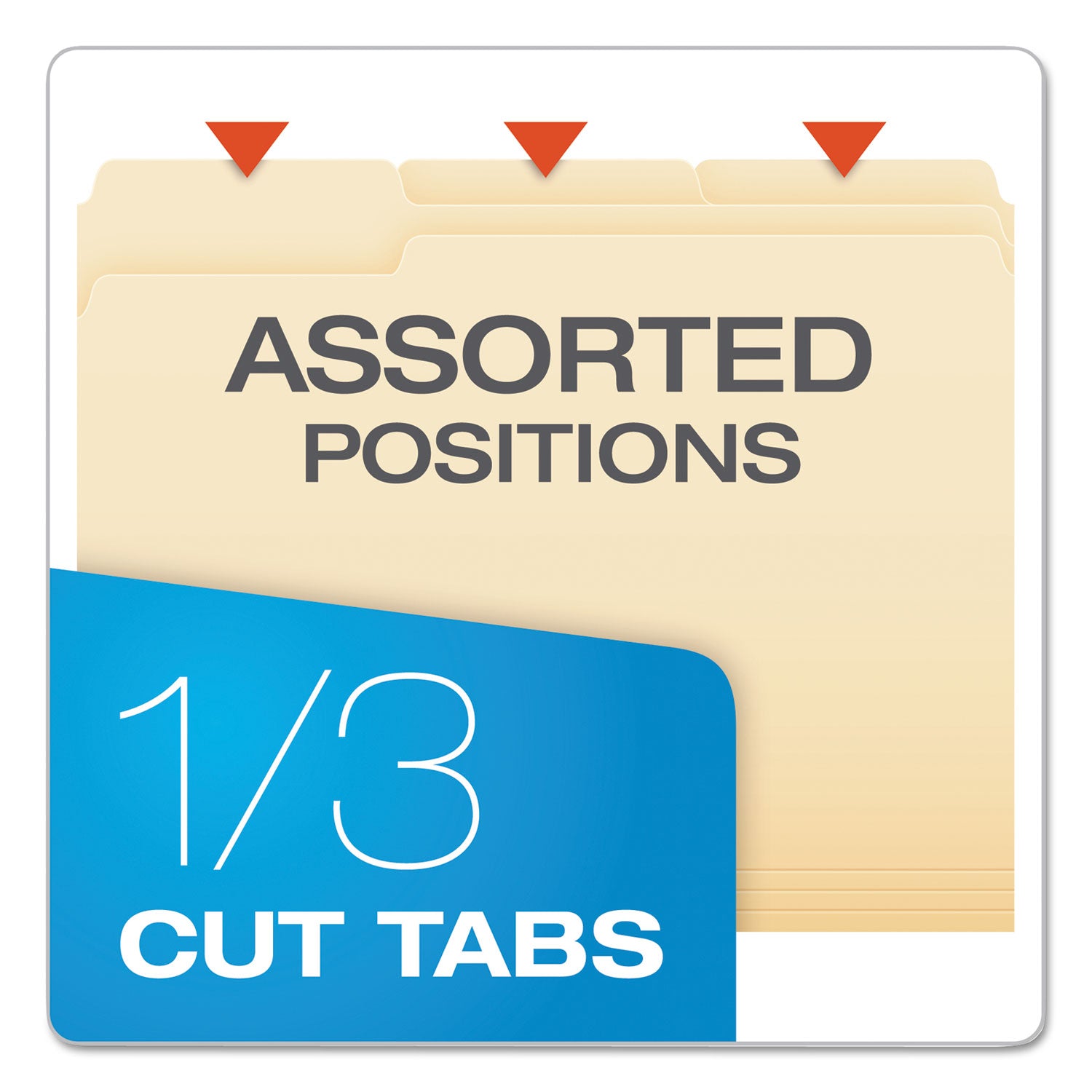Pendaflex SmartShield Top Tab File Folders, 1/3-Cut Tabs: Assorted, Letter Size, Manila, 100/Box (62702)