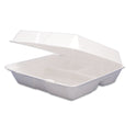 Dart Foam Hinged Lid Containers, 3-Compartment, 9.25 x 9.5 x 3, White, 200/Carton (95HT3R)