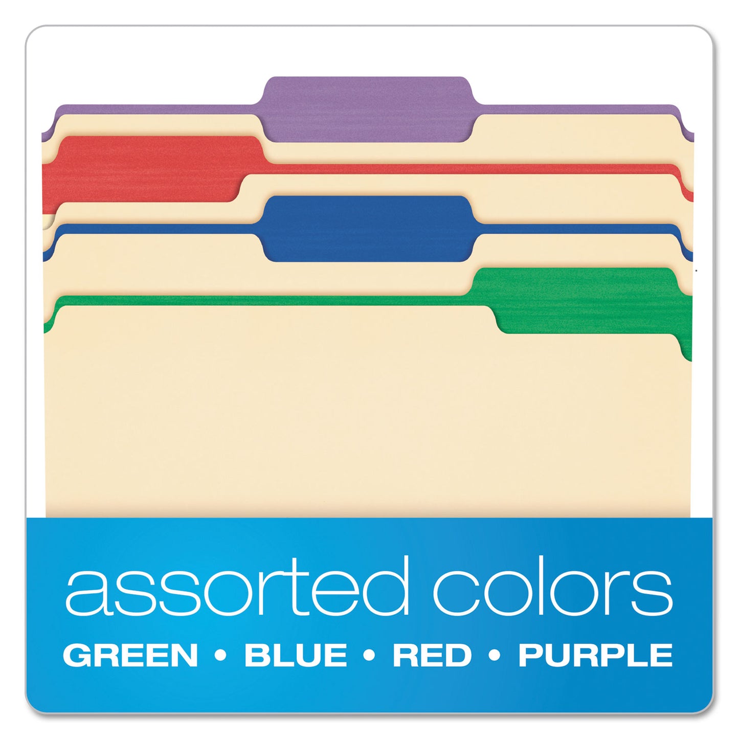 Pendaflex Color Tab File Folders, 1/3-Cut Tabs: Assorted, Letter Size, 0.75" Expansion, Manila, 50/Box (84101)