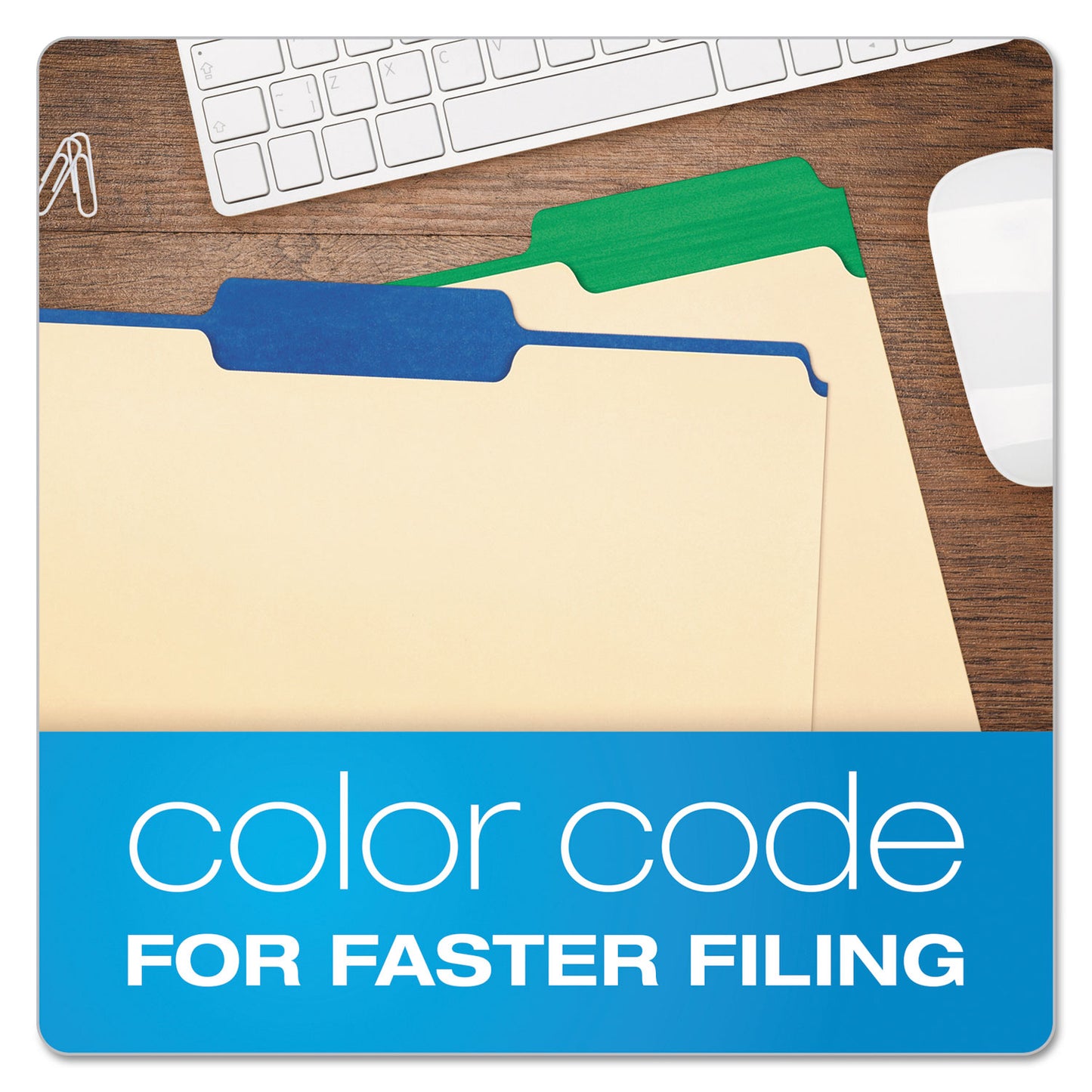 Pendaflex Color Tab File Folders, 1/3-Cut Tabs: Assorted, Letter Size, 0.75" Expansion, Manila, 50/Box (84101)