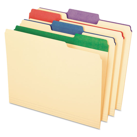 Pendaflex Color Tab File Folders, 1/3-Cut Tabs: Assorted, Letter Size, 0.75" Expansion, Manila, 50/Box (84101)