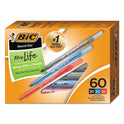 BIC Round Stic Xtra Precision Ballpoint Pen Value Pack, Stick, Medium 1 mm, Assorted Ink and Barrel Colors, 60/Pack (GSM609AST)