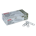 Acco Recycled Paper Clips, Jumbo, Smooth, Silver, 100 Clips/Box, 10 Boxes/Pack (72525)