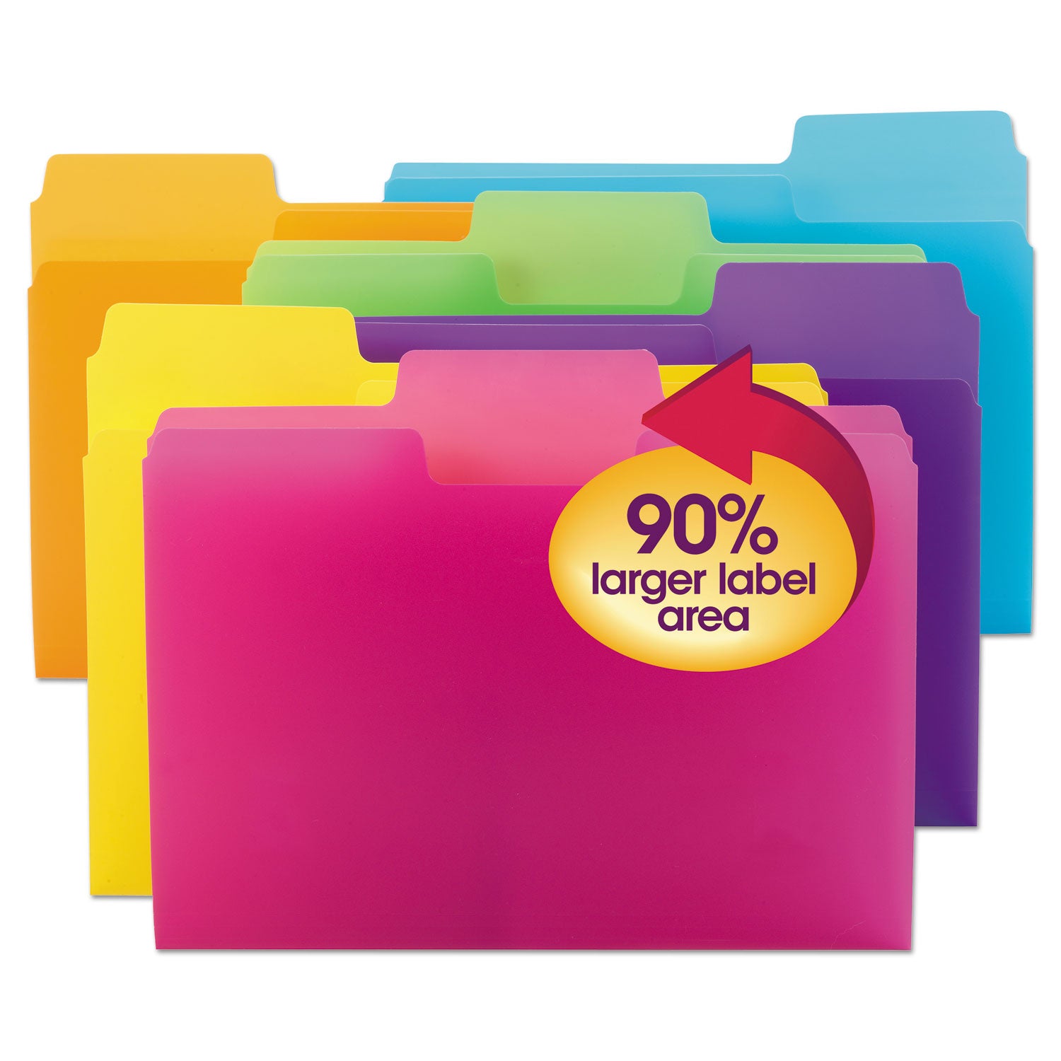 Smead SuperTab Top Tab File Folders, 1/3-Cut Tabs: Assorted, Letter Size, 0.75" Expansion, Polypropylene, 18/Pack (10515)