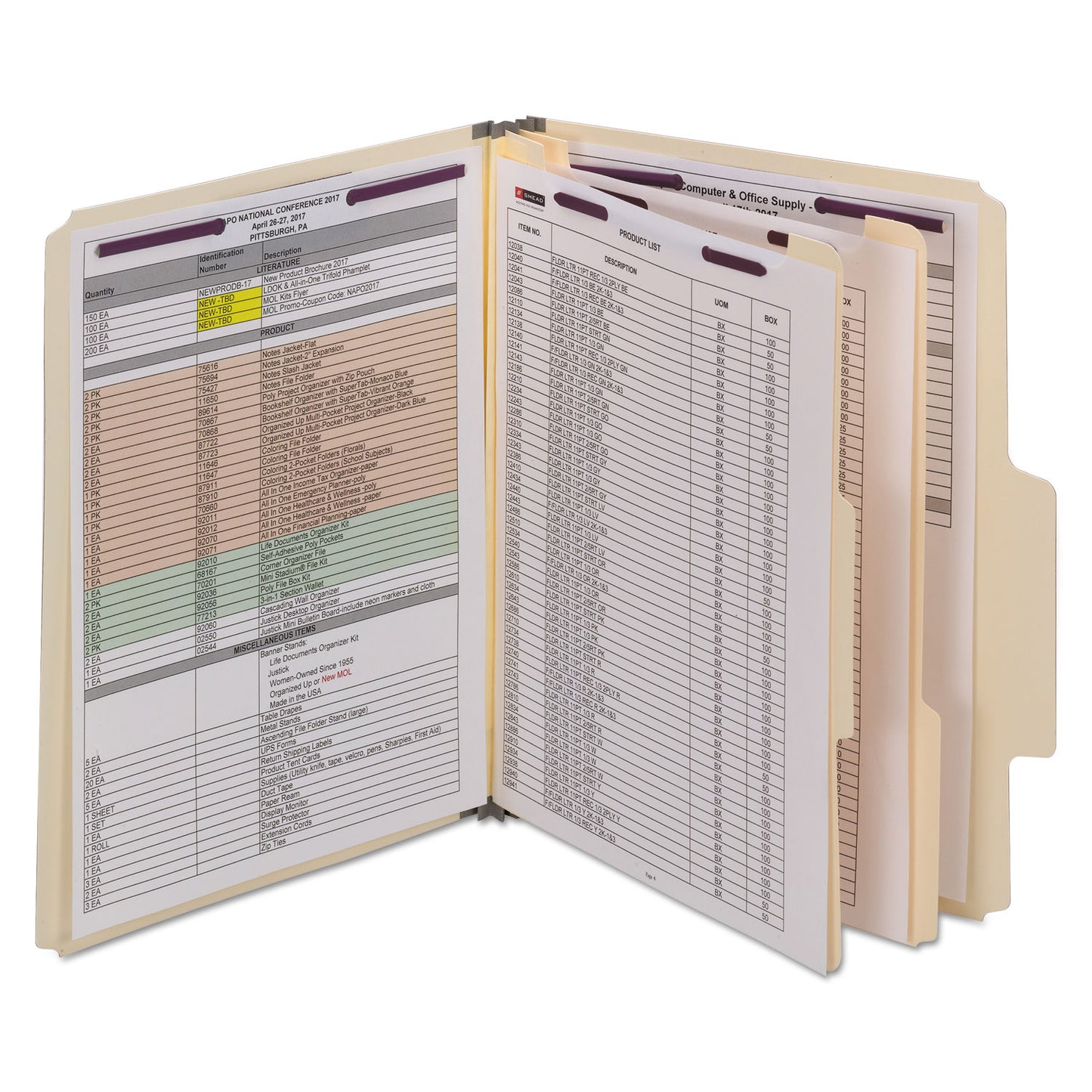 Smead SuperTab Classification Folders, Six SafeSHIELD Fasteners, 2" Expansion, 2 Dividers, Letter Size, Dark Blue, 10/Box (14010)