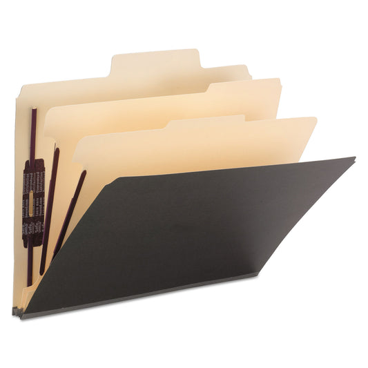 Smead SuperTab Classification Folders, Six SafeSHIELD Fasteners, 2" Expansion, 2 Dividers, Letter Size, Dark Gray, 10/Box (14011)