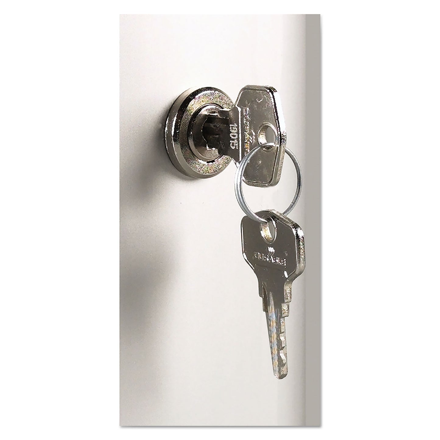 Durable Locking Key Cabinet, 54-Key, Brushed Aluminum, Silver, 11.75 x 4.63 x 11 (195323)