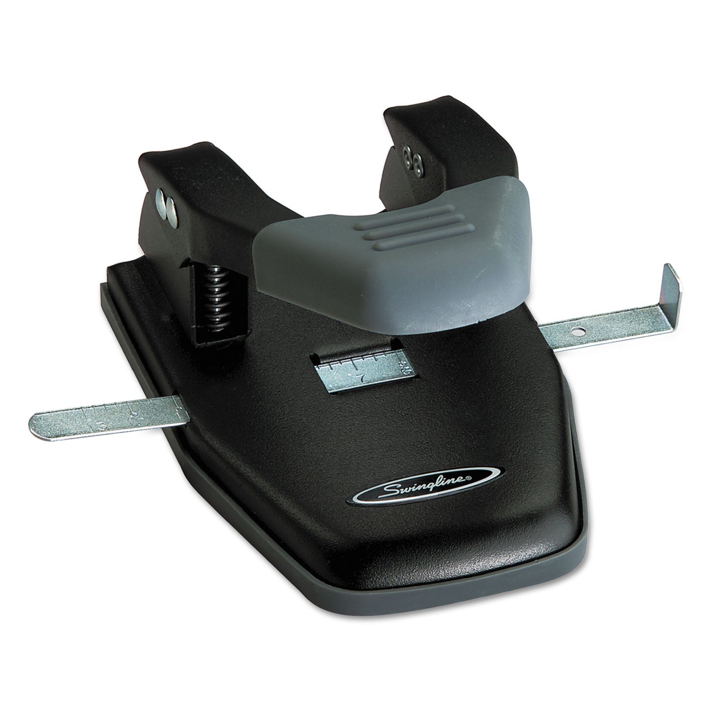 Swingline 28-Sheet Comfort Handle Steel Two-Hole Punch, 1/4" Holes, Black/Gray (74050)