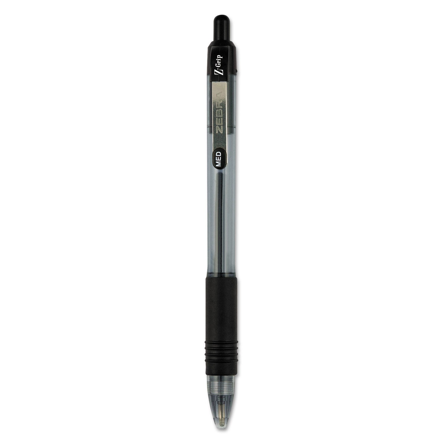 Zebra Z-Grip Ballpoint Pen, Retractable, Medium 1 mm, Black Ink, Clear/Black Barrel, 48/Pack (22148)