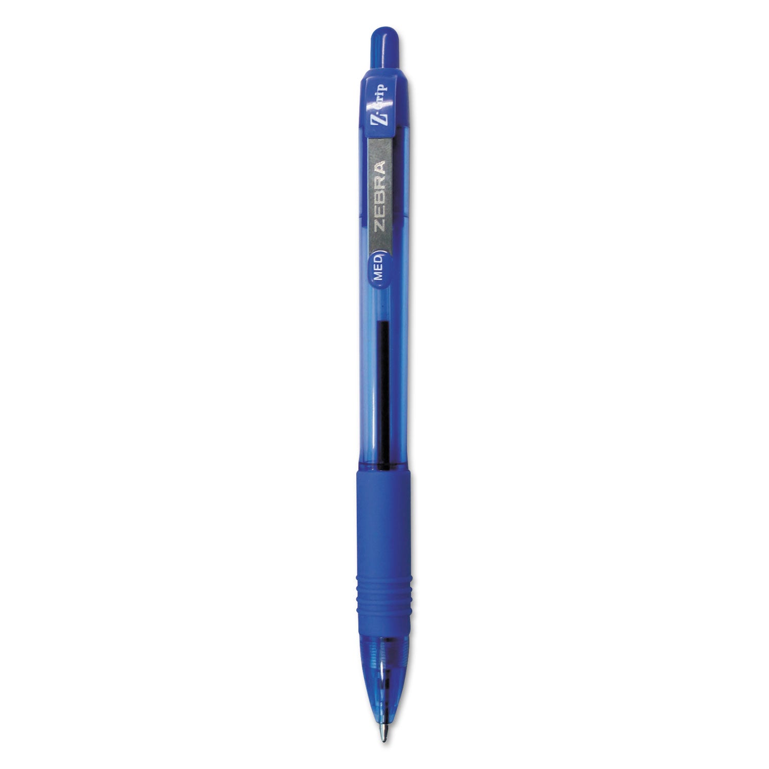 Zebra Z-Grip Ballpoint Pen, Retractable, Medium 1 mm, Blue Ink, Translucent Blue/Blue Barrel, 12/Pack (22220)