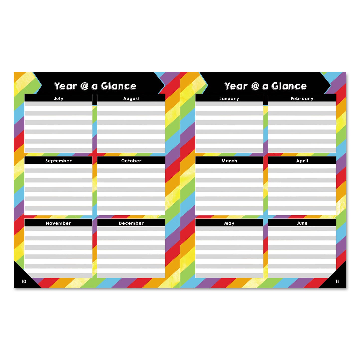 Carson-Dellosa Teacher Planner, Weekly/Monthly, Two-Page Spread (Seven Classes), 10.88 x 8.38, Balloon Theme, Black Cover (105000)