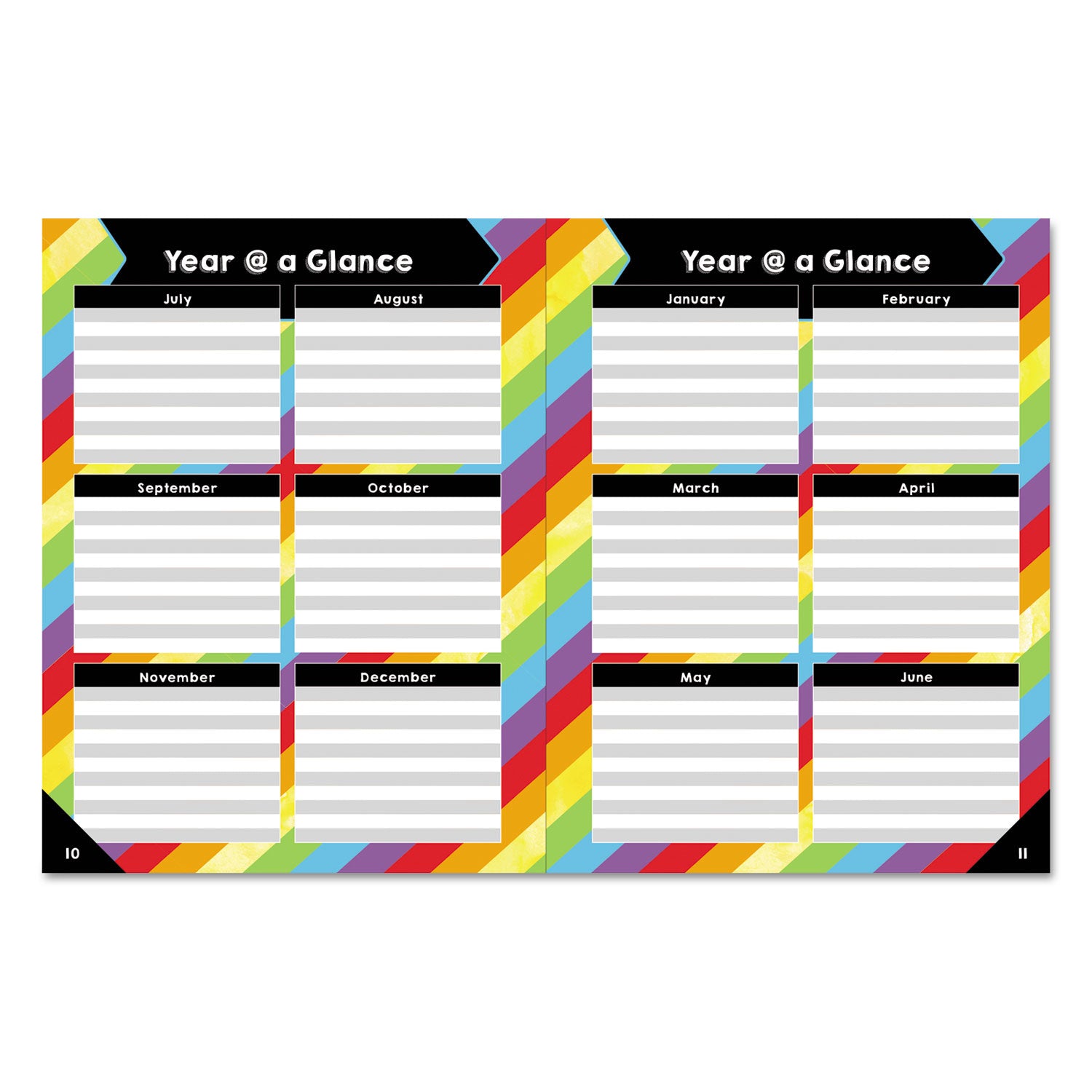 Carson-Dellosa Teacher Planner, Weekly/Monthly, Two-Page Spread (Seven Classes), 10.88 x 8.38, Balloon Theme, Black Cover (105000)