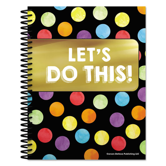 Carson-Dellosa Teacher Planner, Weekly/Monthly, Two-Page Spread (Seven Classes), 10.88 x 8.38, Balloon Theme, Black Cover (105000)