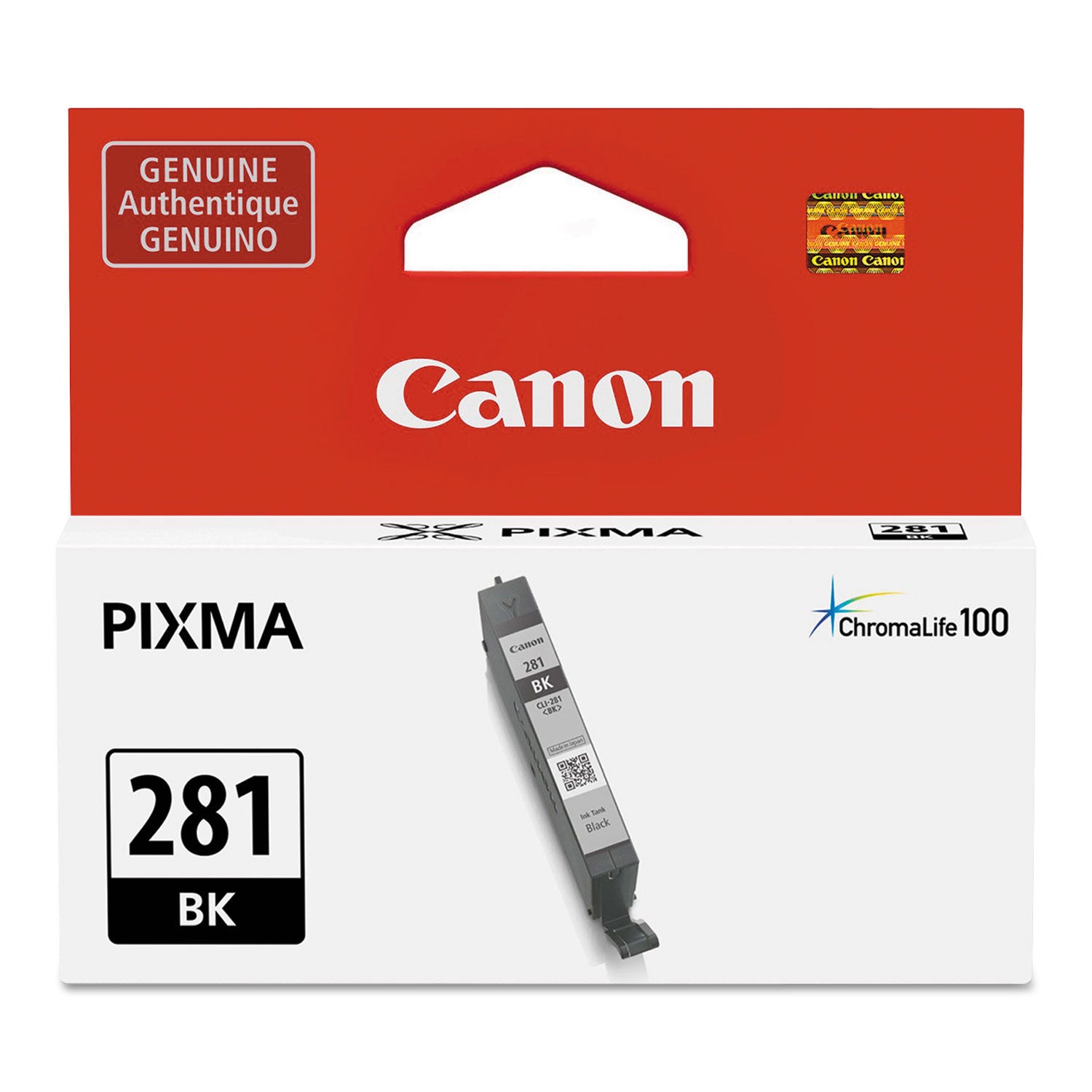 Canon 2091C001 (CLI-281) ChromaLife100+ Ink, 750 Page-Yield, Black