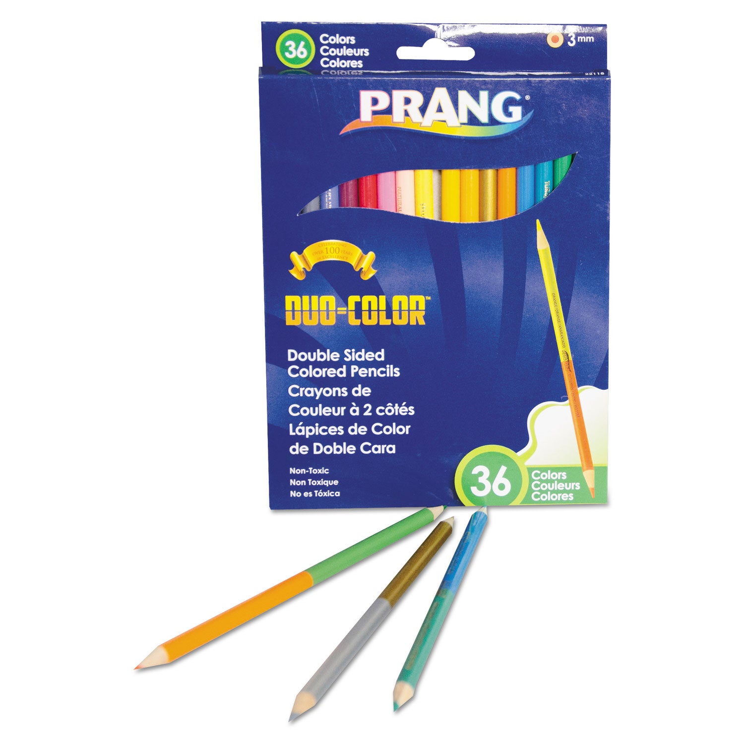 Prang Duo-Color Colored Pencil Sets, 3 mm, 2B, Assorted Lead and Barrel Colors, 18/Pack (22118)