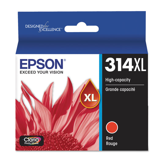 Epson T314XL820-S (314XL) Claria High-Yield Ink, 830 Page-Yield, Red