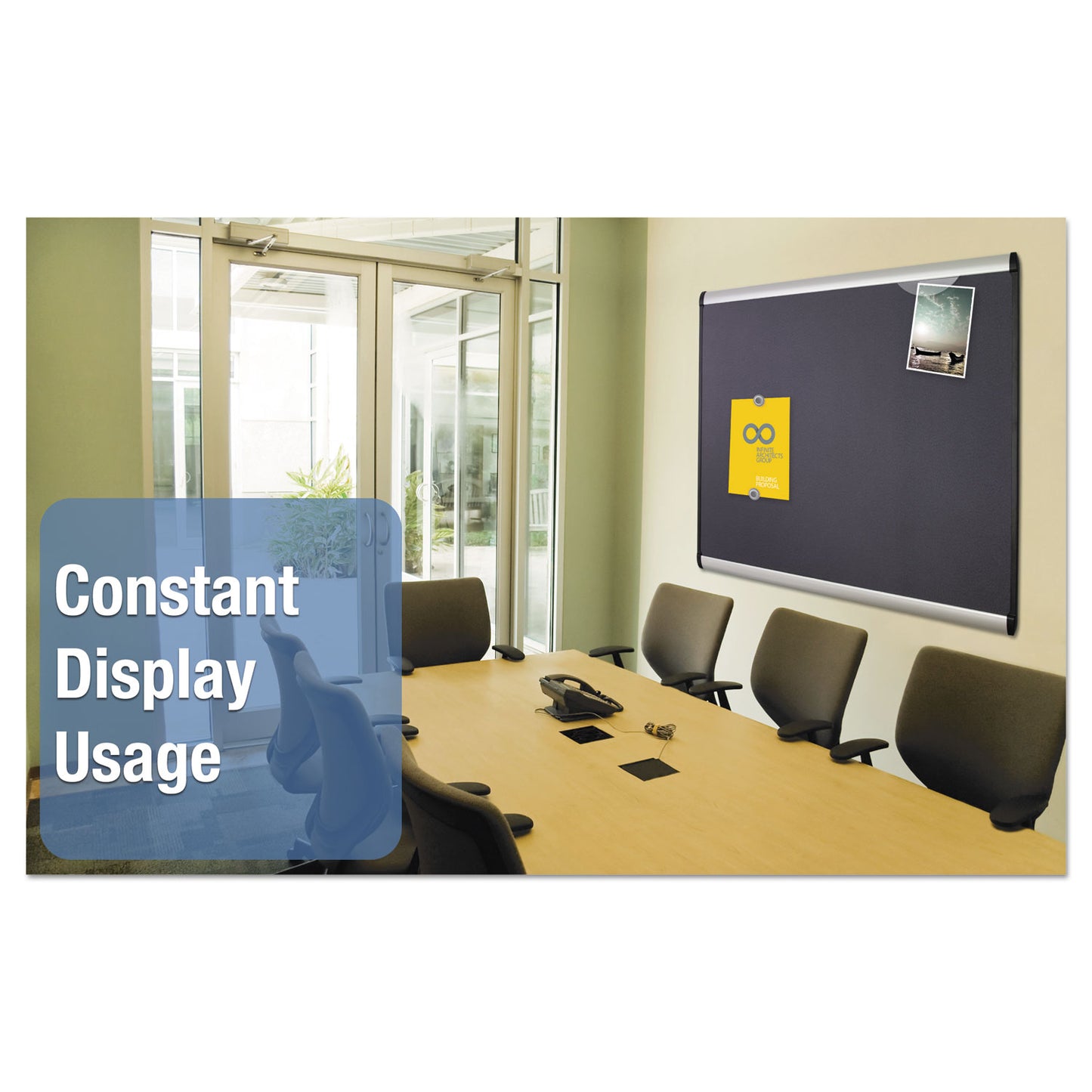 Quartet Prestige Plus Magnetic Fabric Bulletin Boards, 36 x 24, Gray Surface, Silver Aluminum Frame (MB543A)