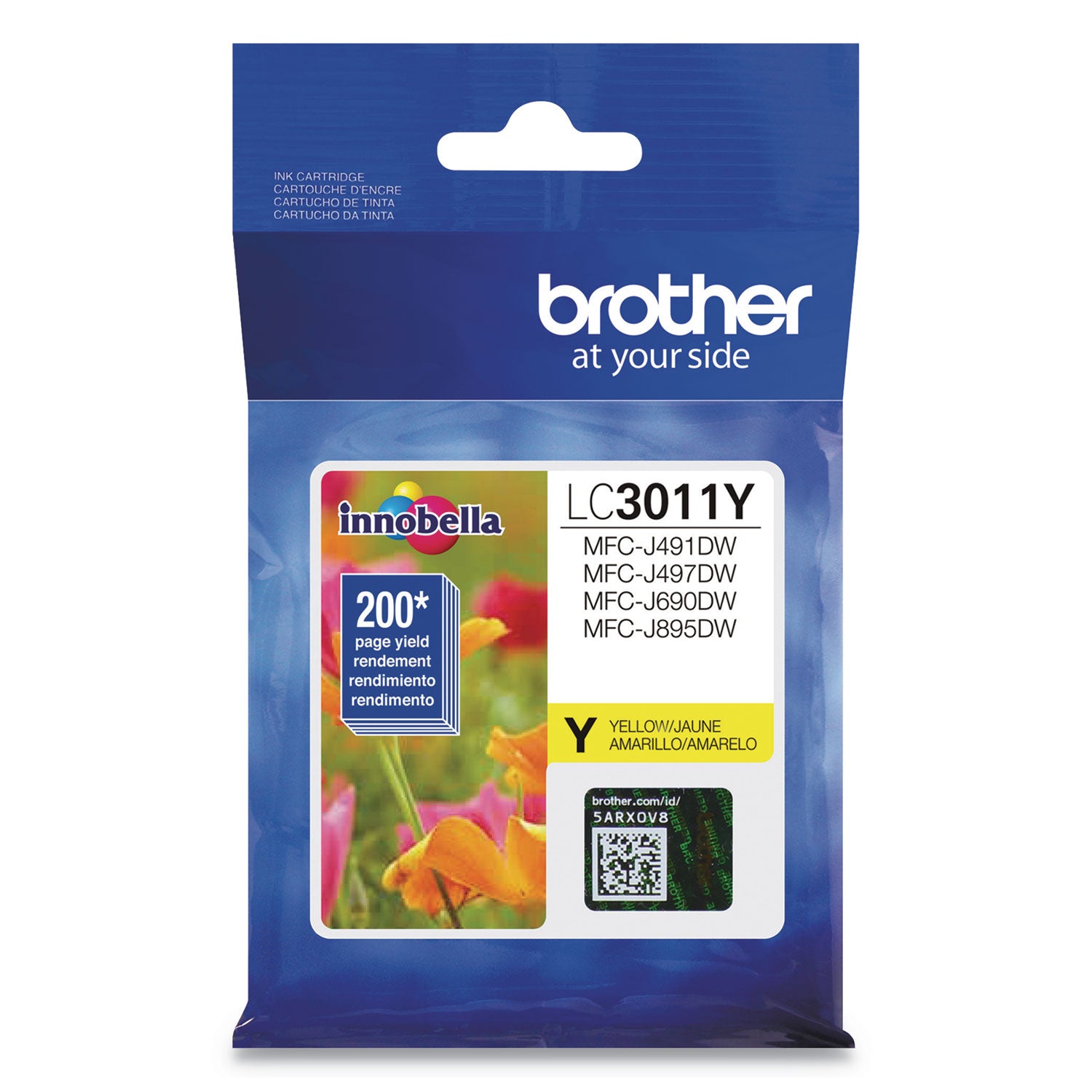 Brother LC3011Y Ink, 200 Page-Yield, Yellow