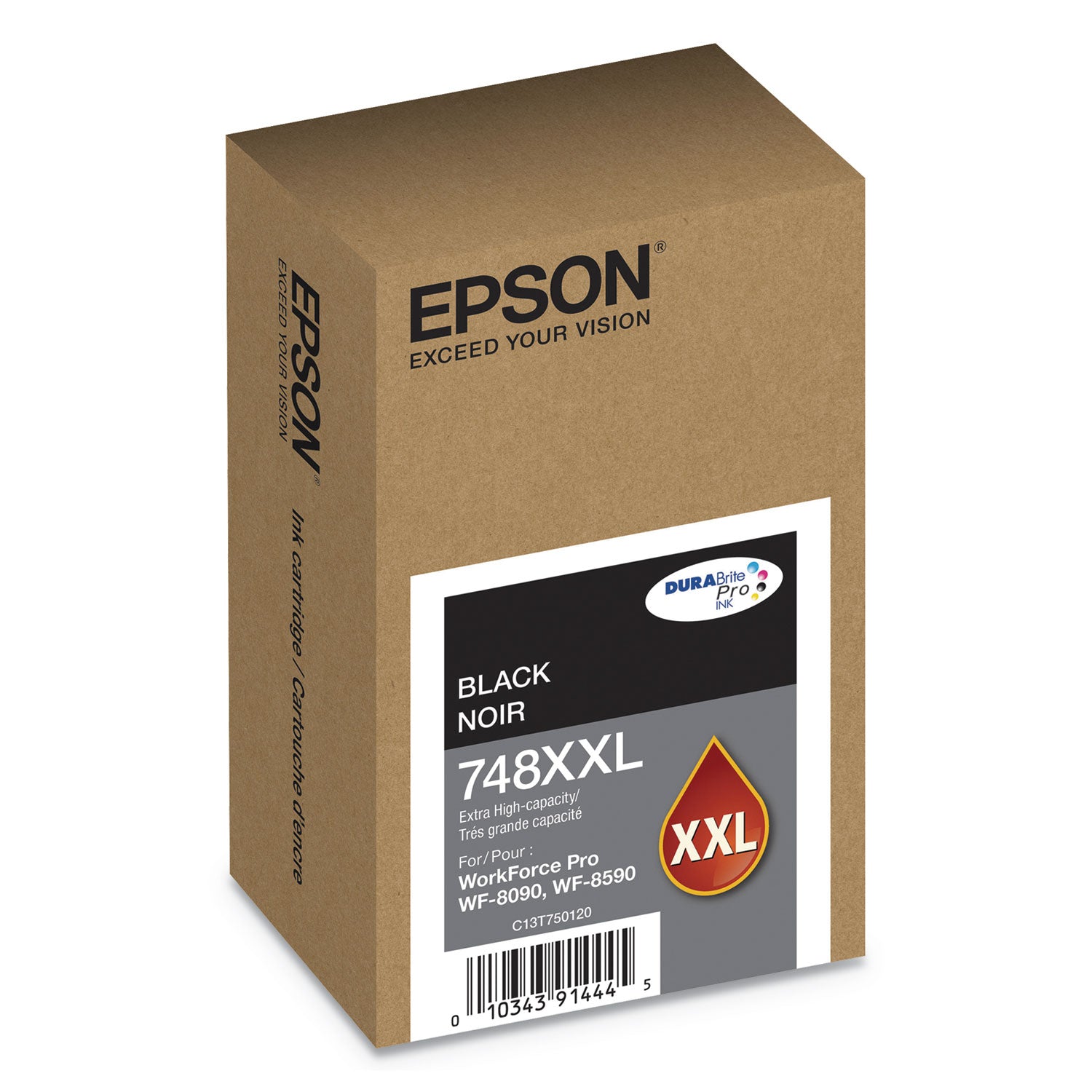 Epson T748XXL120 (748XXL) DURABrite Pro Extra High-Yield Ink, 10000 Page-Yield, Black