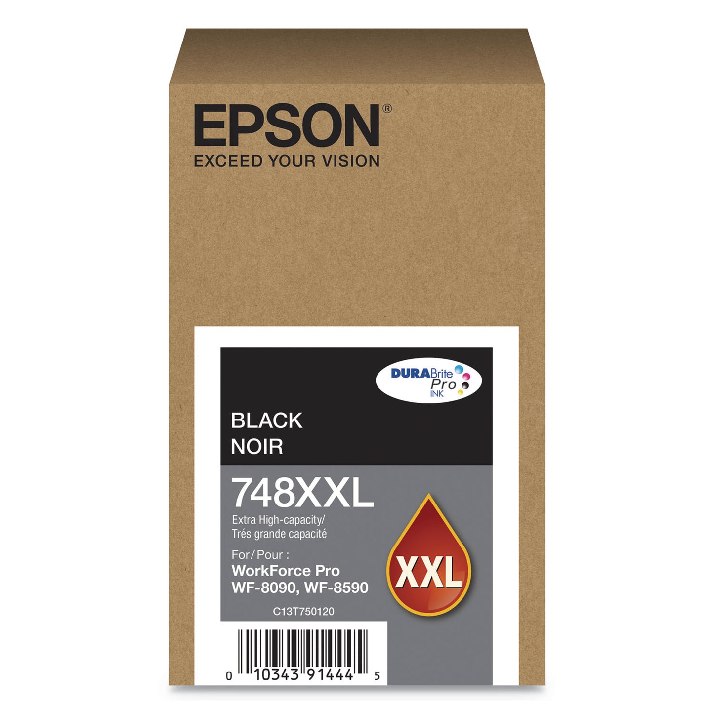 Epson T748XXL120 (748XXL) DURABrite Pro Extra High-Yield Ink, 10000 Page-Yield, Black