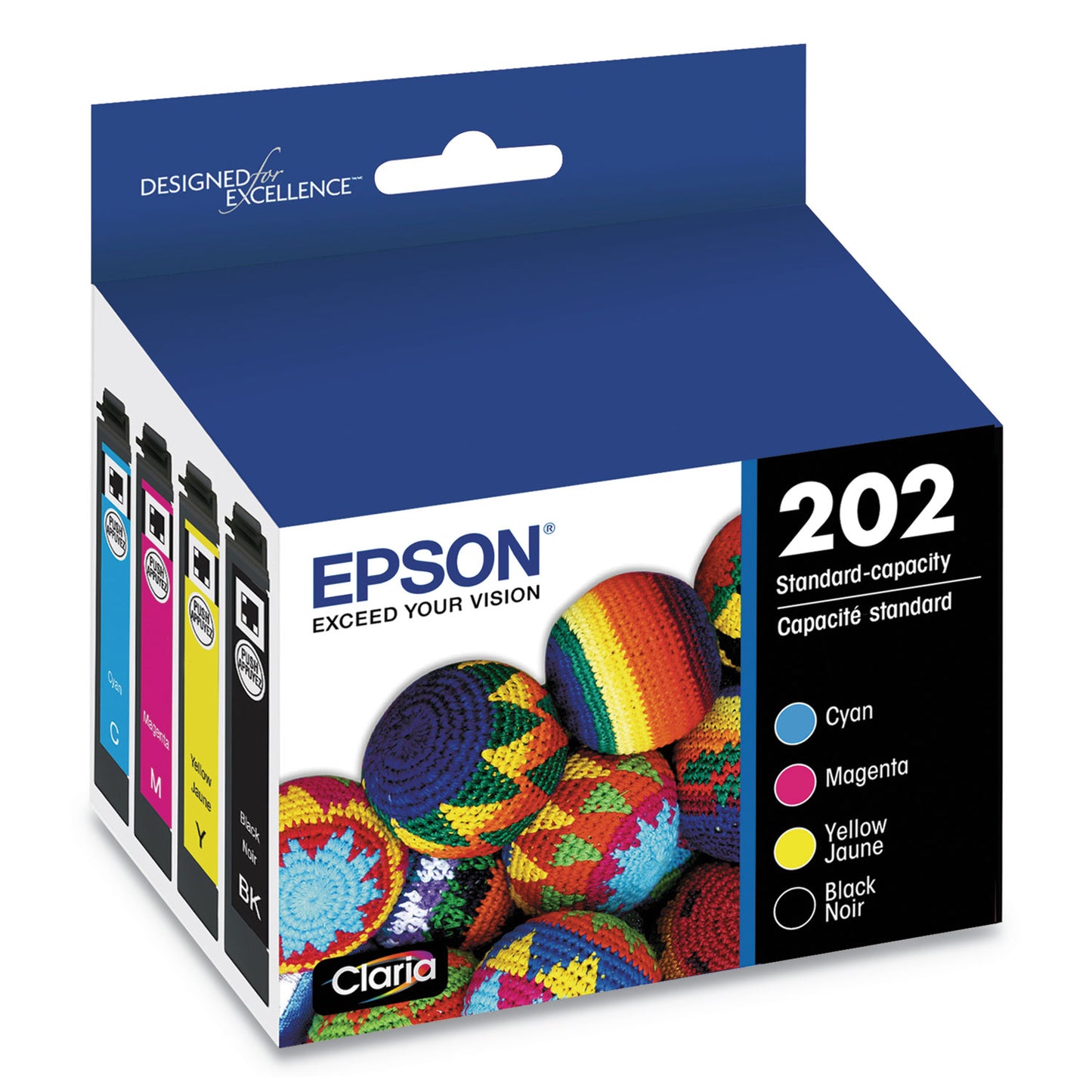 Epson T202120-BCS (202) Claria Ink, 165/210 Page-Yield, Black/Cyan/Magenta/Yellow