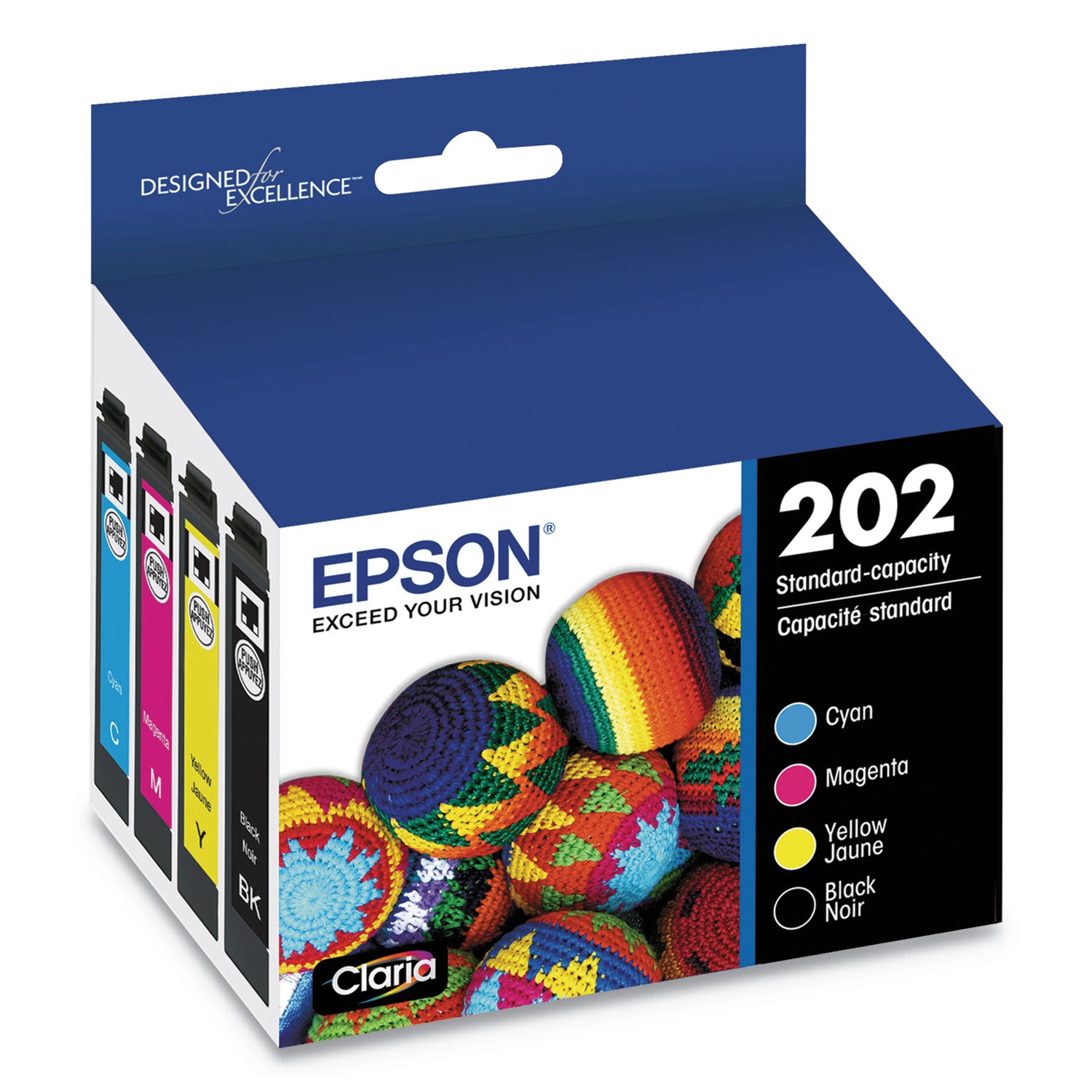 Epson T202120-BCS (202) Claria Ink, 165/210 Page-Yield, Black/Cyan/Magenta/Yellow