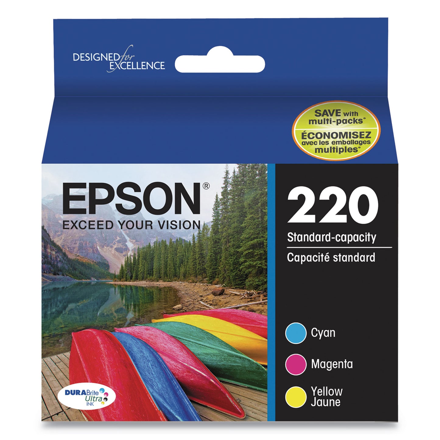 Epson T220520-S (220) DURABrite Ultra Ink, 165 Page-Yield, Cyan/Magenta/Yellow