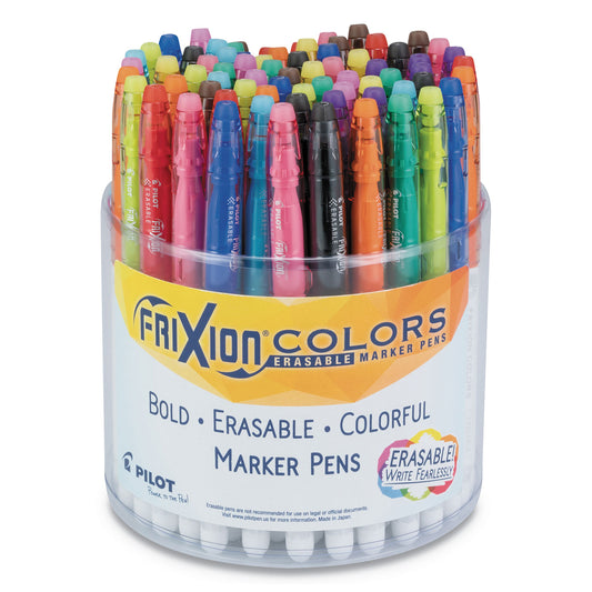 Pilot FriXion Colors Erasable Porous Point Pen, Stick, Bold 2.5 mm, 12 Assorted Ink and Barrel Colors, 72/Pack (85030)