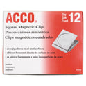 Acco Magnetic Clip, 1" Jaw Capacity, Silver, 12/Pack (72132)