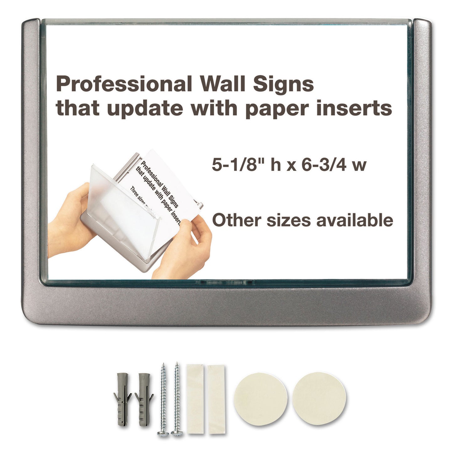 Durable Click Sign Holder For Interior Walls, 6.75 x 0.63 x 5.13, Gray (497737)