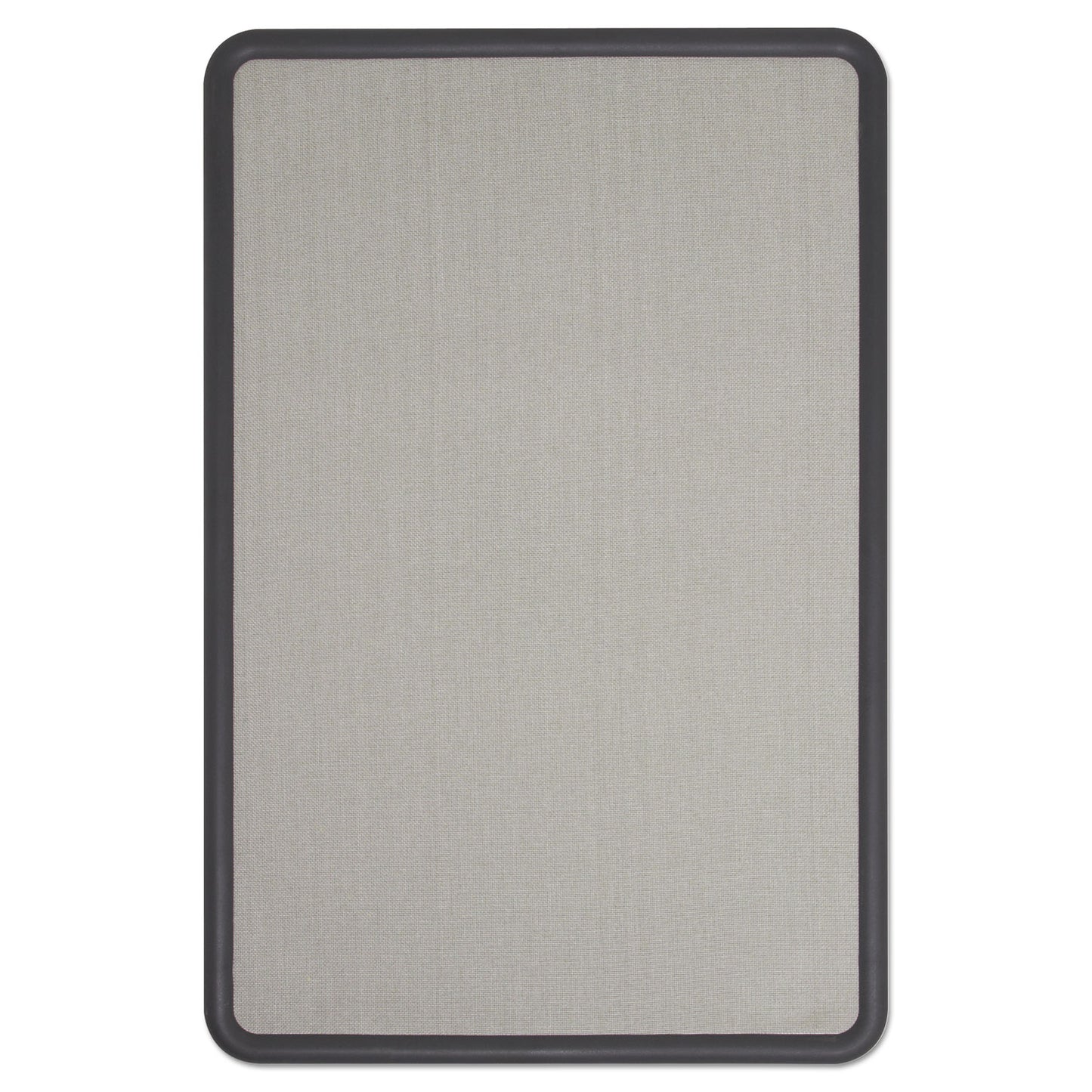 Quartet Contour Fabric Bulletin Board, 36 x 24, Gray Surface, Black Plastic Frame (7693G)