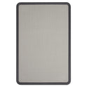 Quartet Contour Fabric Bulletin Board, 48 x 36, Gray Surface, Black Plastic Frame (7694G)