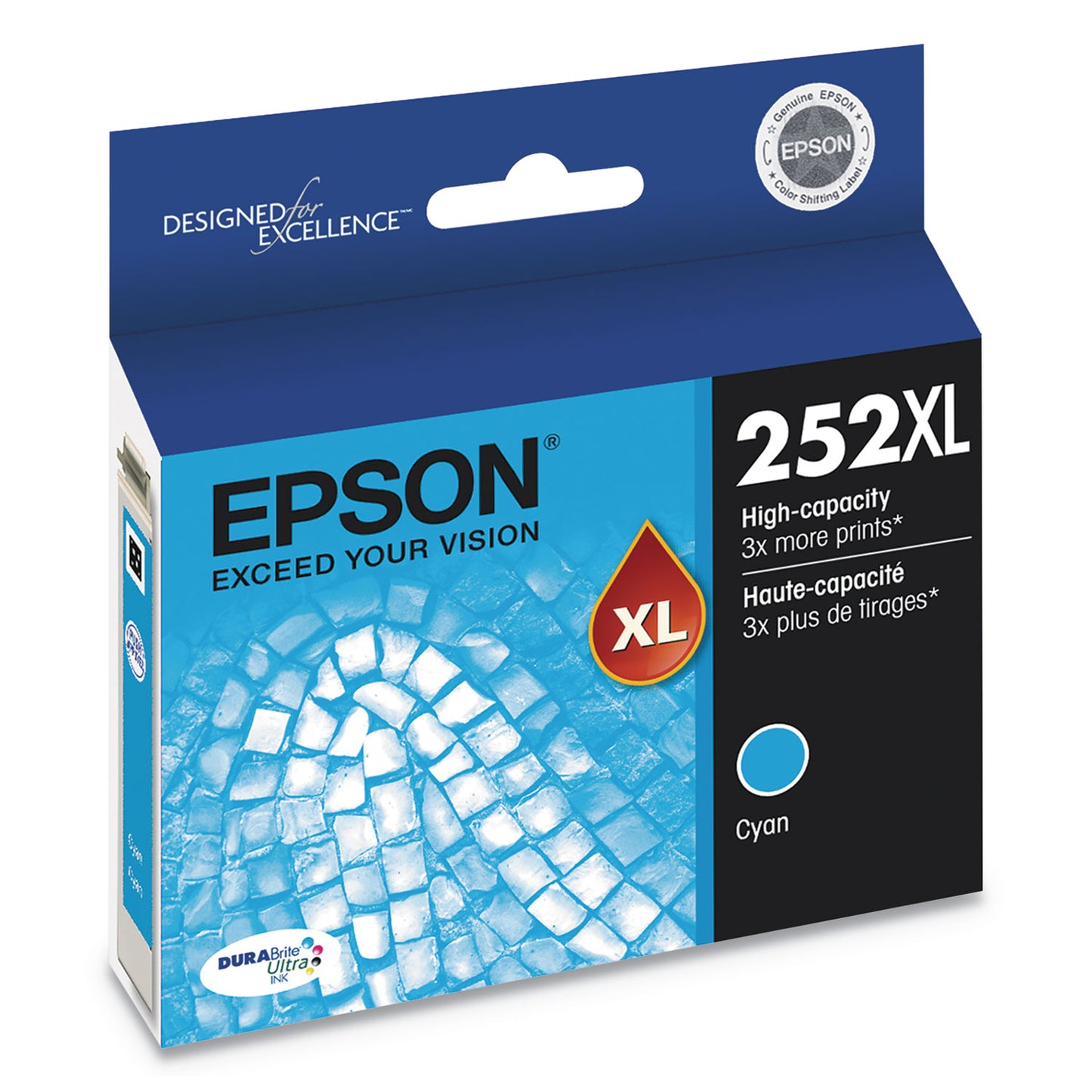 Epson T252XL220-S (252XL) DURABrite Ultra High-Yield Ink, 1,100 Page-Yield, Cyan
