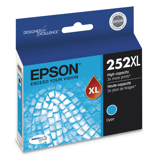 Epson T252XL220-S (252XL) DURABrite Ultra High-Yield Ink, 1,100 Page-Yield, Cyan