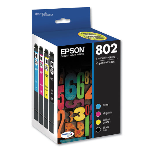 Epson T802120-BCS (802) DURABrite Ultra Ink, 650/900 Page-Yield, Black/Cyan/Magenta/Yellow