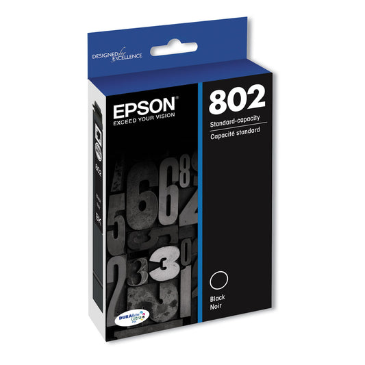 Epson T802120-S (802) DURABrite Ultra Ink, 900 Page-Yield, Black