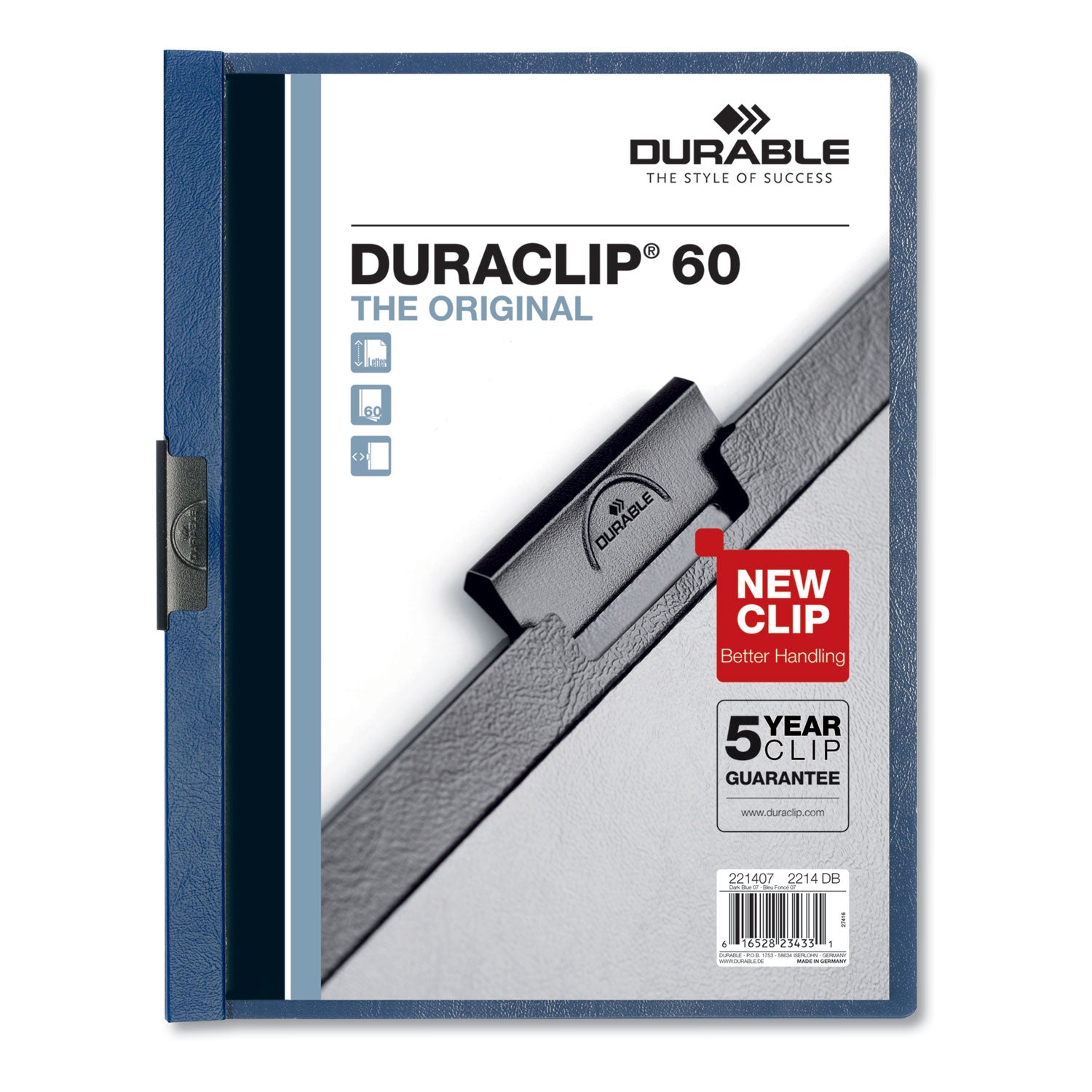 Durable DuraClip Report Cover, Clip Fastener, 8.5 x 11, Clear/Dark Blue, 25/Box (221407)