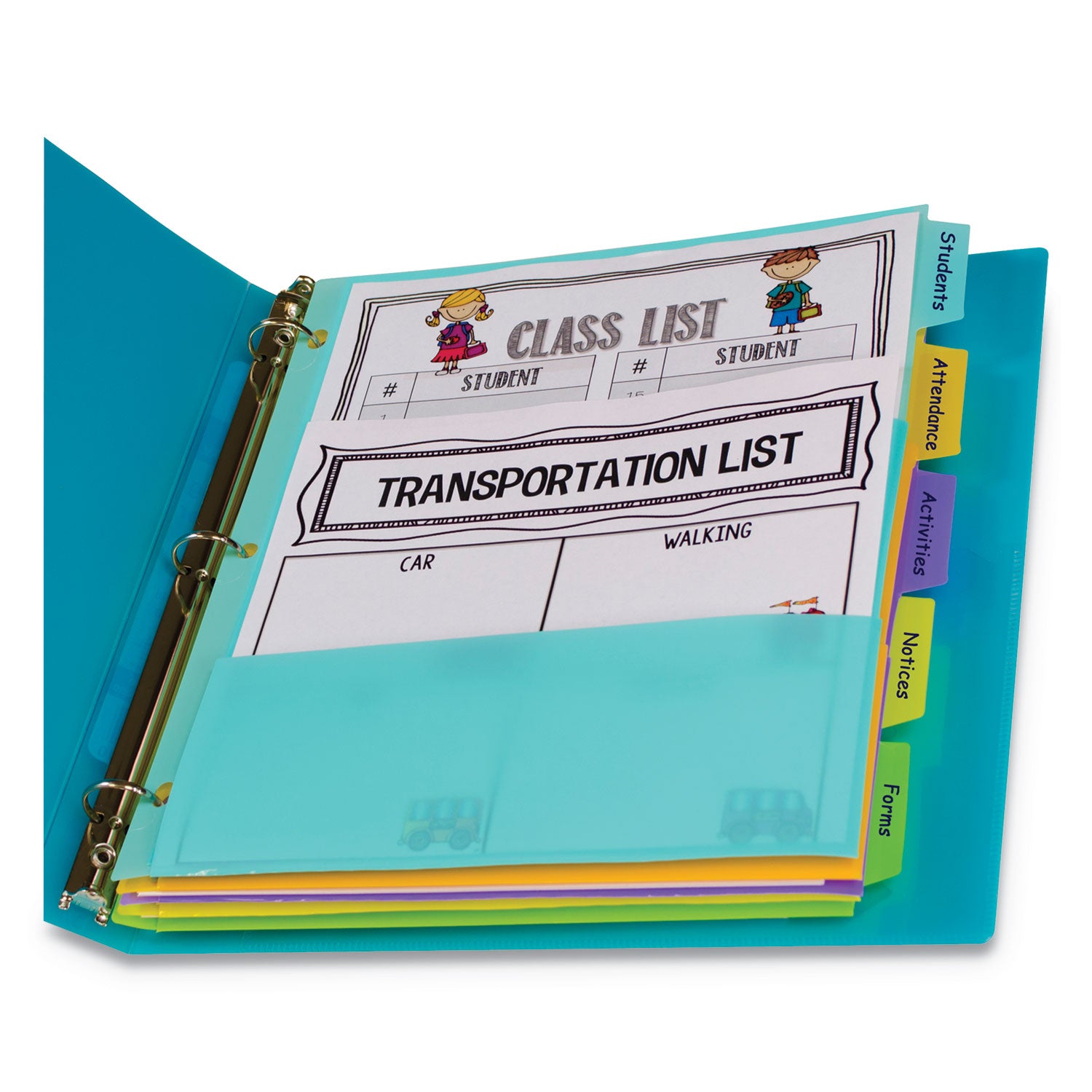 C-Line Index Dividers with Multi-Pockets, 5-Tab, 11.5 x 10, Assorted, 1 Set (07650)