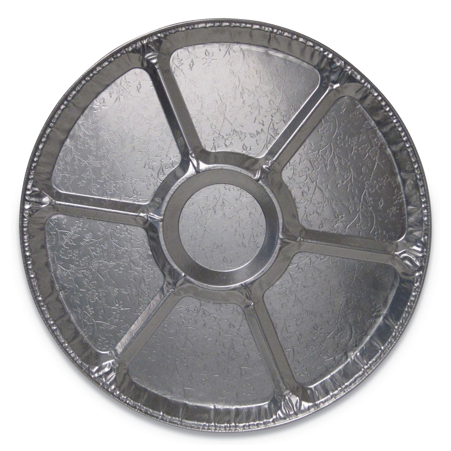 Aluminum Cater Trays, 7 Compartment Lazy Susan, 16" Diameter X 0.81"h, Silver, 50/carton