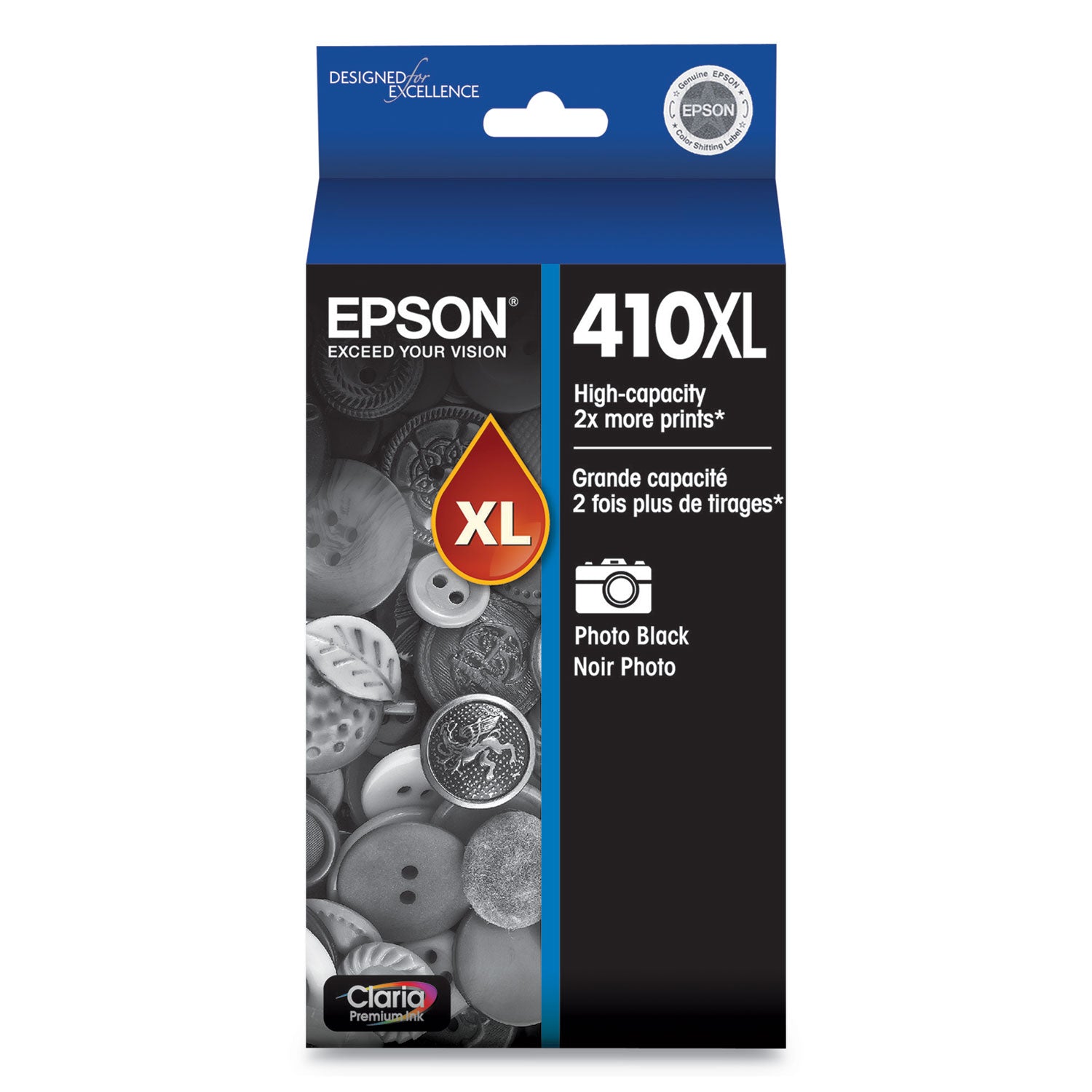 Epson T410XL120-S (410XL) Claria High-Yield Photo Ink, 500 Page-Yield, Black