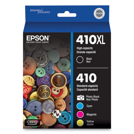 Epson T410XL-BCS (410XL) Claria High-Yield Ink, 650 Page-Yield, Black/Cyan/Magenta/Yellow