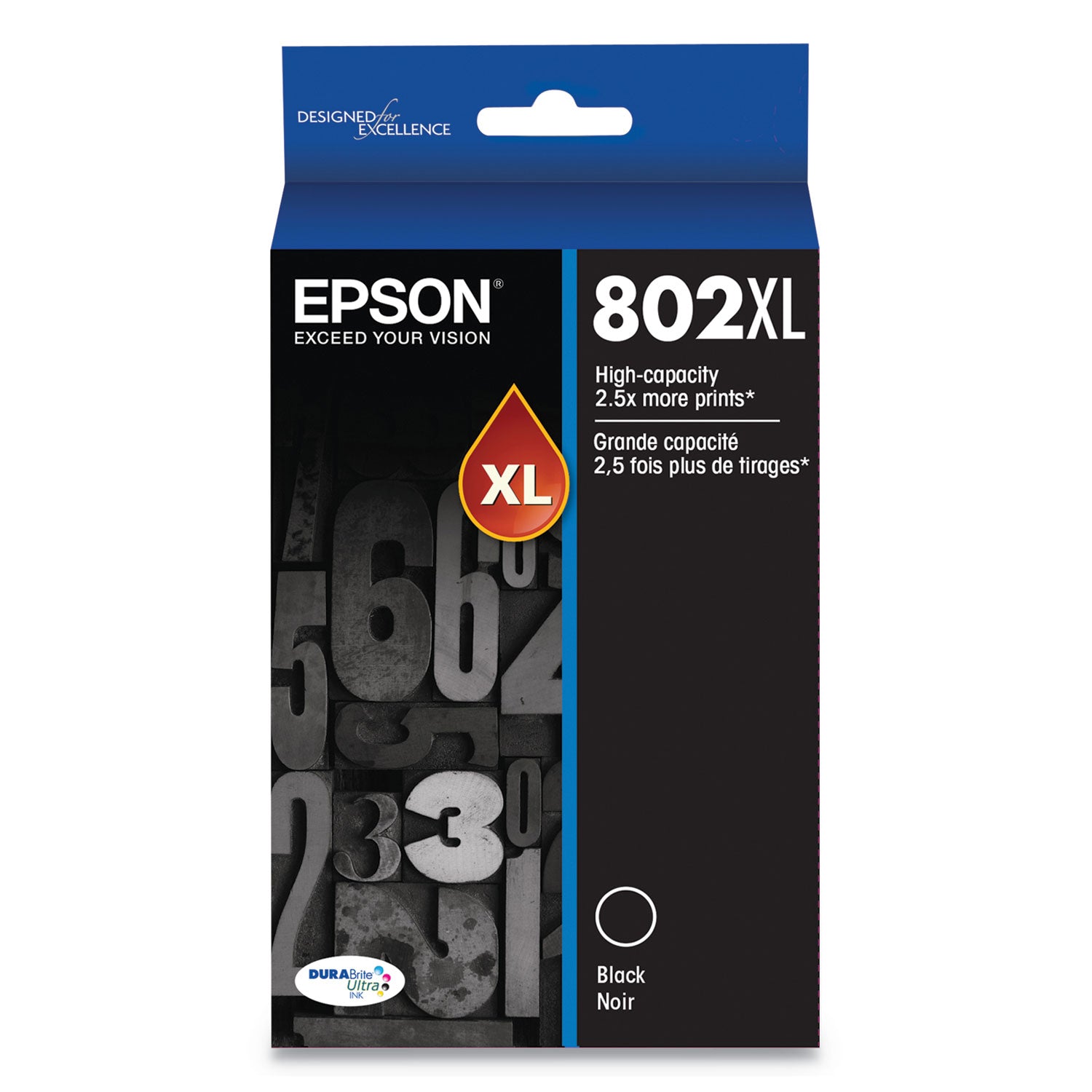Epson T802XL120-S (802XL) DURABrite Ultra High-Yield Ink, 2,600 Page-Yield, Black