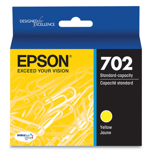 Epson T702420-S (702) DURABrite Ultra Ink, 300 Page-Yield, Yellow