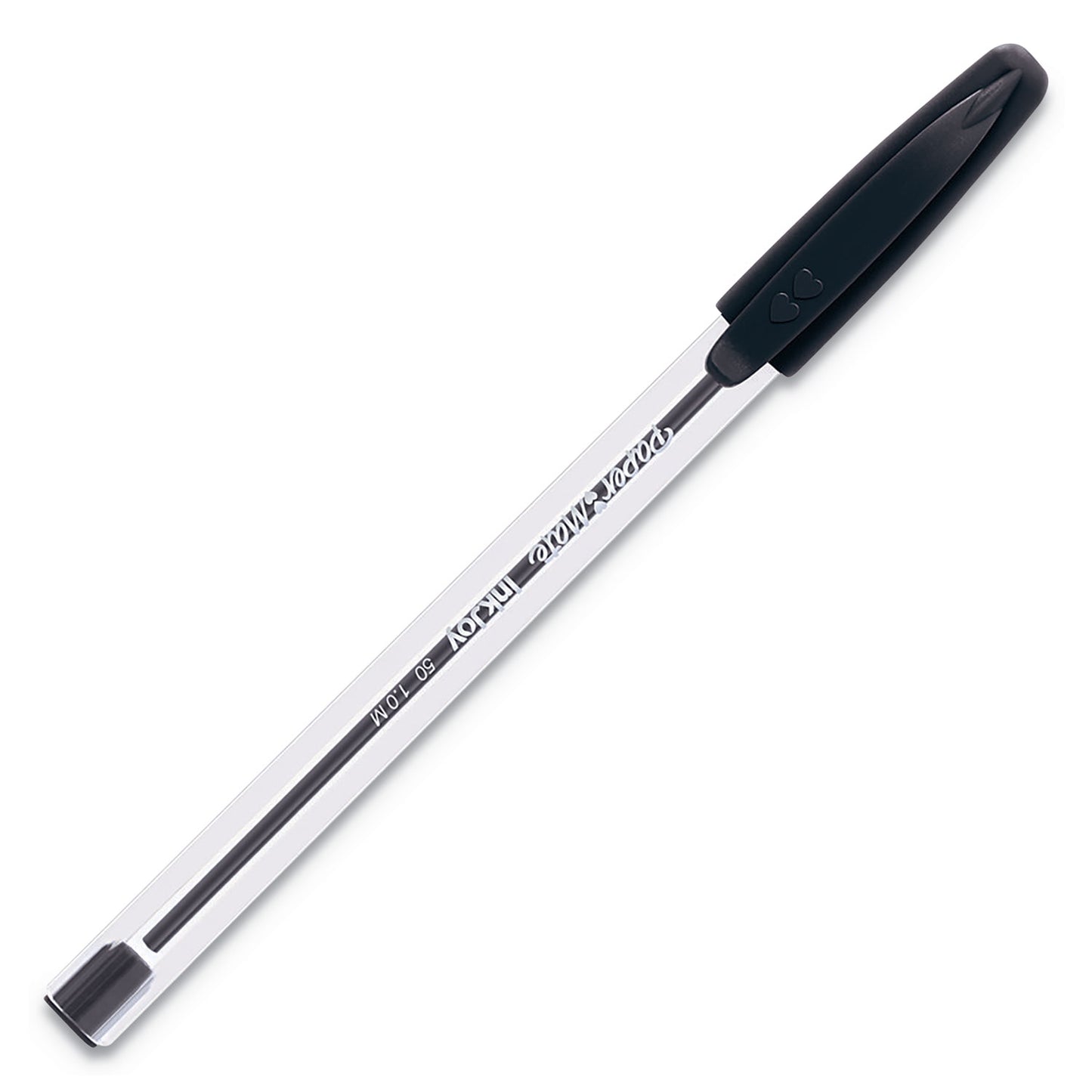 Paper Mate InkJoy 50ST Ballpoint Pen, Stick, Medium 1 mm, Black Ink, Clear Barrel, Dozen (2013154)