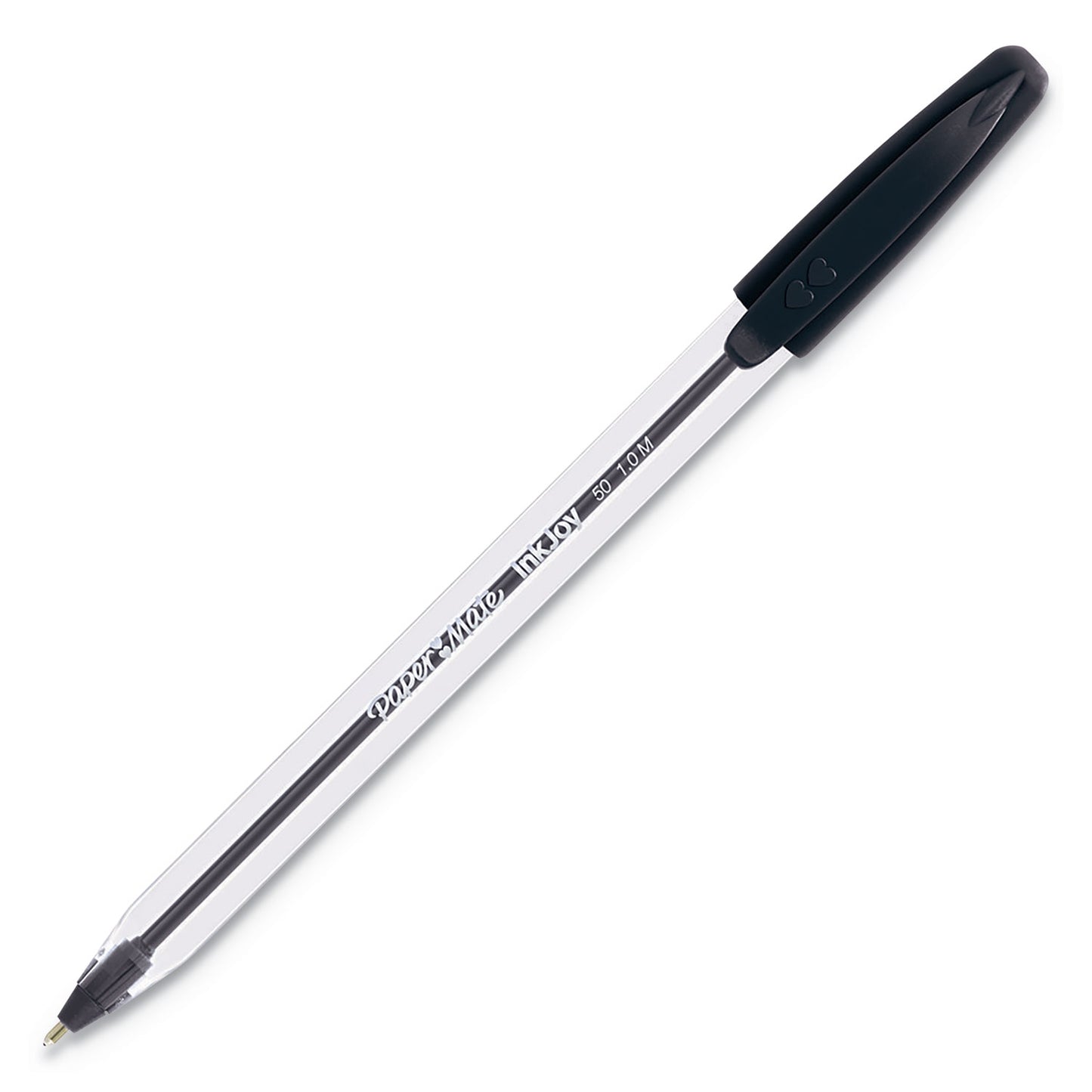 Paper Mate InkJoy 50ST Ballpoint Pen, Stick, Medium 1 mm, Black Ink, Clear Barrel, Dozen (2013154)