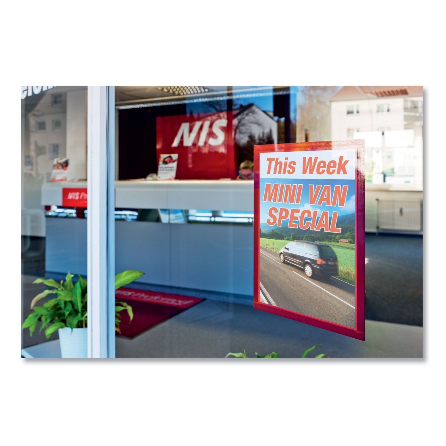 Durable DURAFRAME Sign Holder, 8.5 x 11, Red Frame, 2/Pack (476803)