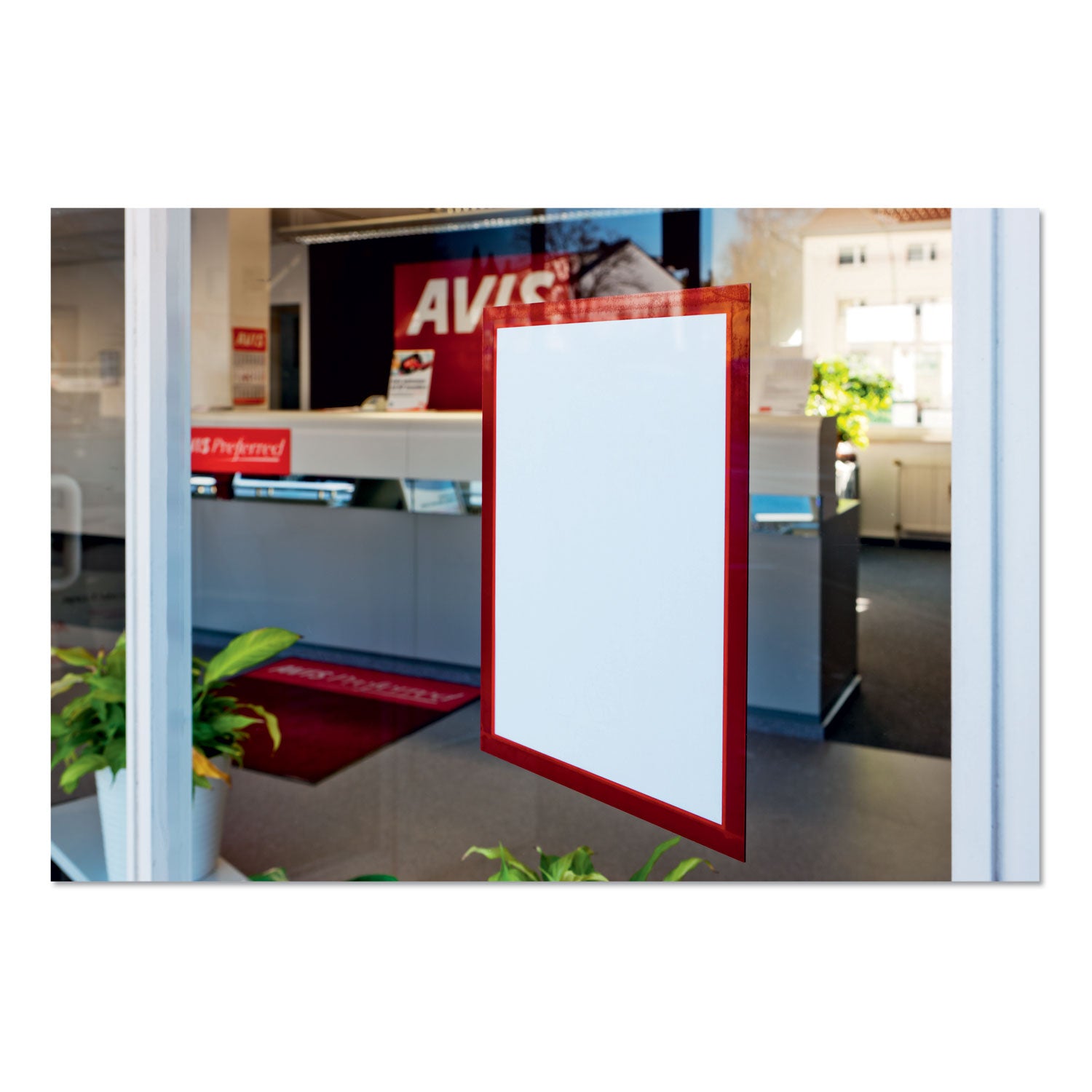 Durable DURAFRAME Sign Holder, 8.5 x 11, Red Frame, 2/Pack (476803)